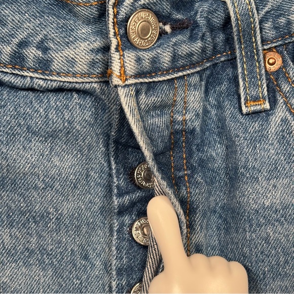 Levi's 501 Button Fly Cut Off Denim Jean Shorts Women’s Size 31 Blue Distressed - Picture 5 of 14